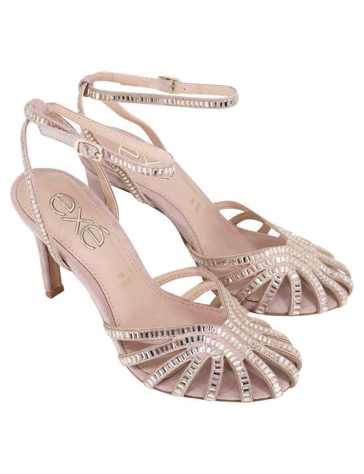 Spatarella Sandali donna in strass argento con tacco alto e cinturino alla caviglia Offerte