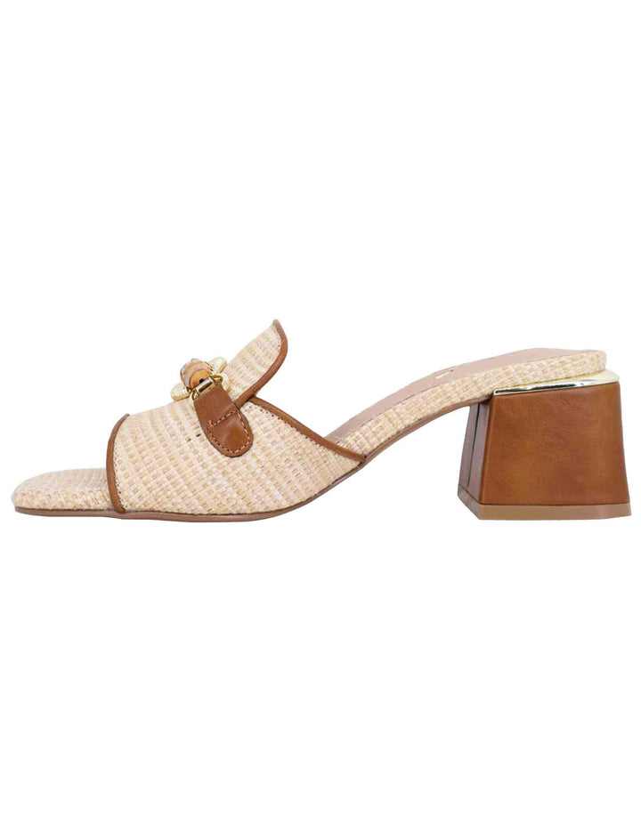 Spatarella Sandali donna in tessuto beige e cuoio con morsetto Vendita Calda