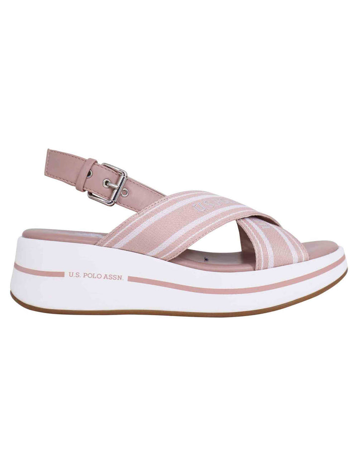 Spatarella Sandali slingback donna in tessuto nude con zeppa in gomma Vendita Economica