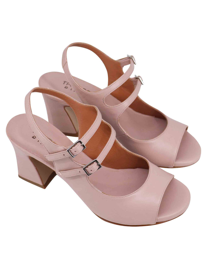Spatarella Sandali slingback donna in pelle cipria con cinturini punta tonda e tacco alto I Più Venduti