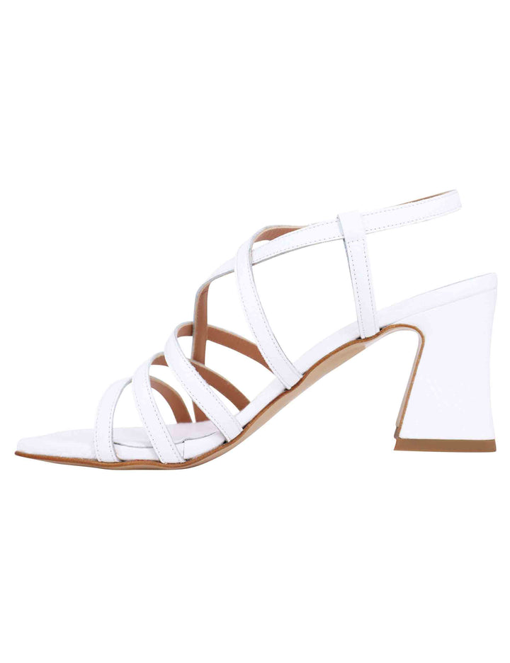 Spatarella Sandali slingback donna in pelle bianca con tacco alto e punta quadra Negozio