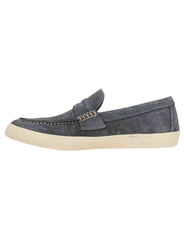 Spatarella Mocassini uomo Moki Suede in camoscio grigio con suola in gomma bianca 50% di sconto per tempo limitato