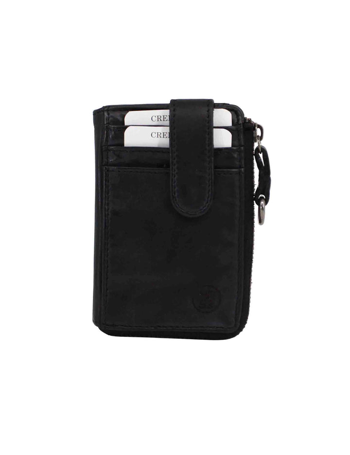 Spatarella Portacarte uomo con zip in pelle vintage nero Vendita