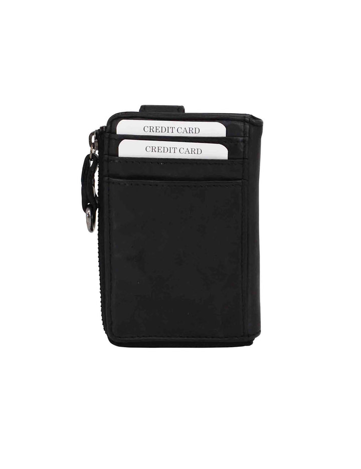 Spatarella Portacarte uomo con zip in pelle vintage nero Vendita