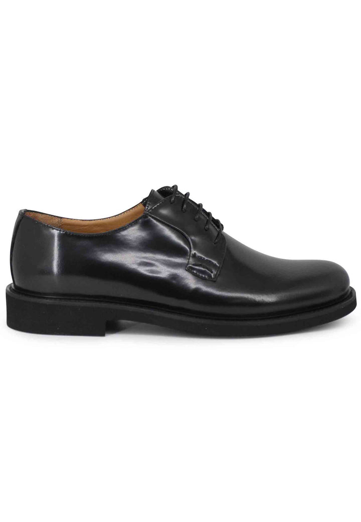 Spatarella Stringate uomo in pelle nera con suola in gomma ultra light Soddisfazione Garantita