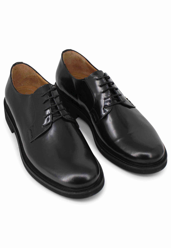 Spatarella Stringate uomo in pelle nera con suola in gomma ultra light Soddisfazione Garantita