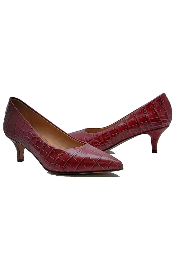 Spatarella Calzature Donna Décolleté in Pelle Stampta Cocco Rosso con Punta a Punta Negozi Online