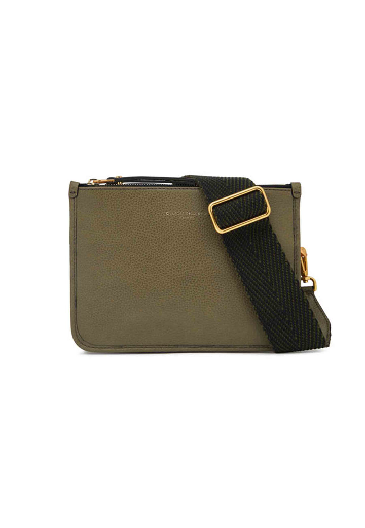 Spatarella Borsa donna pochette Debbie New in pelle verde con tracolla in tessuto Consegna Veloce