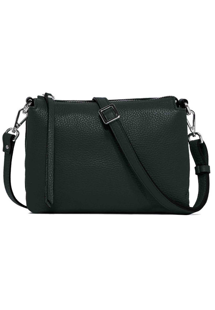 Spatarella Borsa donna pochette Three in pelle verde con tracolla removibile in tono Fino Al -60%