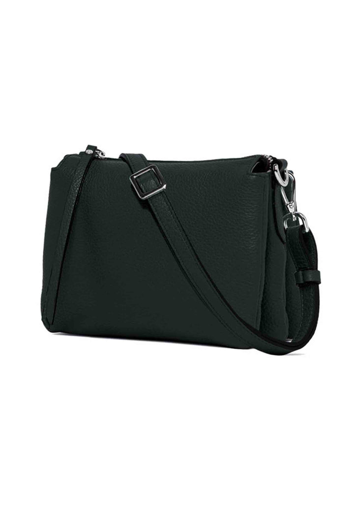 Spatarella Borsa donna pochette Three in pelle verde con tracolla removibile in tono Fino Al -60%