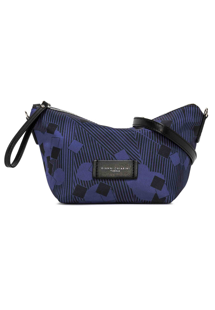 Spatarella Pochette donna in tessuto fantasia blu con manico e tracolla in pelle Affare Del Giorno