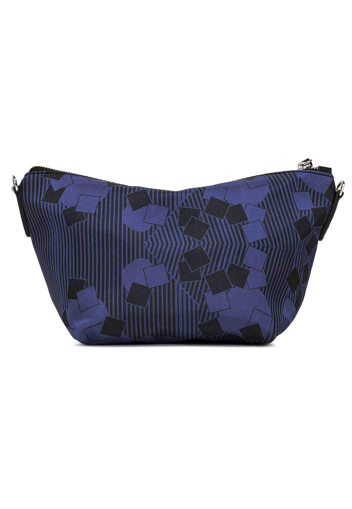 Spatarella Pochette donna in tessuto fantasia blu con manico e tracolla in pelle Affare Del Giorno