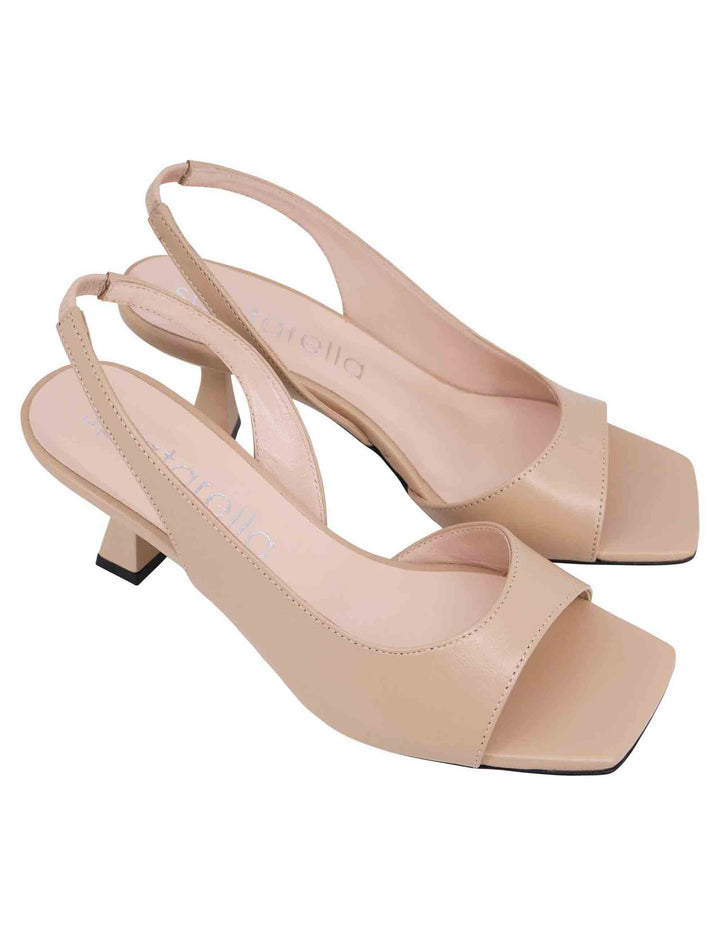 Spatarella Sandali slingback donna in pelle cipra con punta quadra Offerte