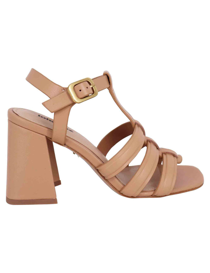 Spatarella Sandali donna in pelle nude con tacco alto punta quadra e cinturino alla caviglia Gaia Vendita Calda