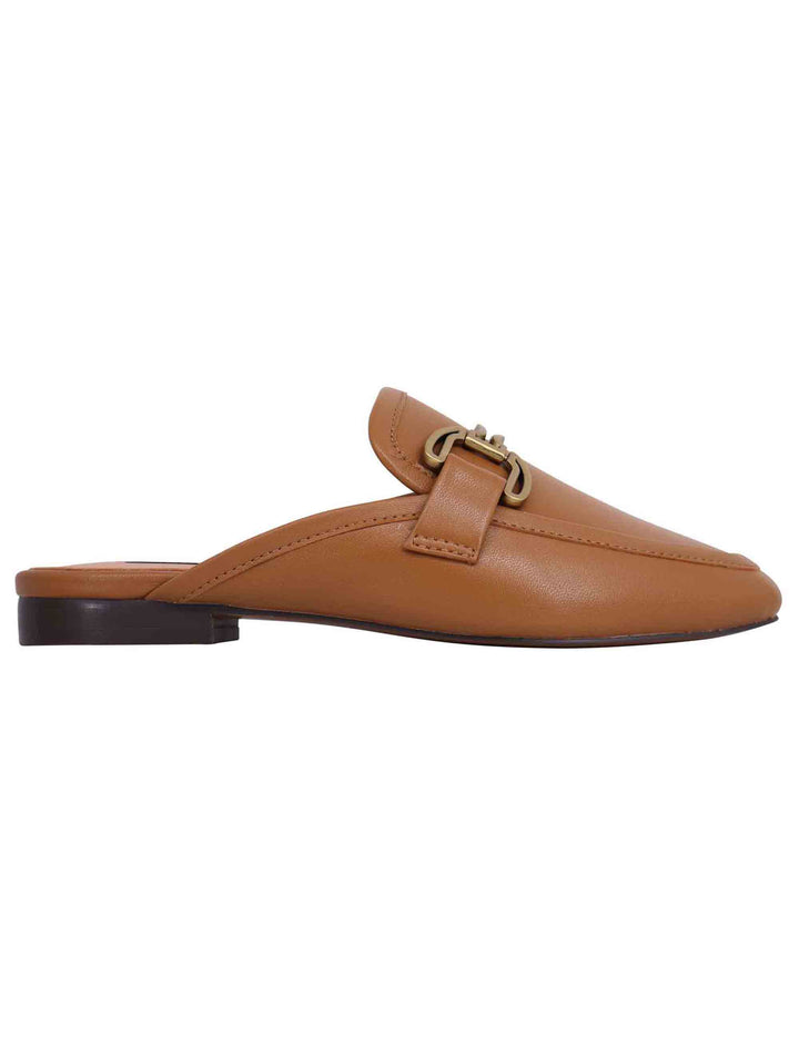 Spatarella Sabot donna in pelle cuoio con morsetto brunito e tacco basso Vela Vendita Economica