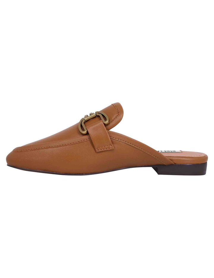Spatarella Sabot donna in pelle cuoio con morsetto brunito e tacco basso Vela Vendita Economica
