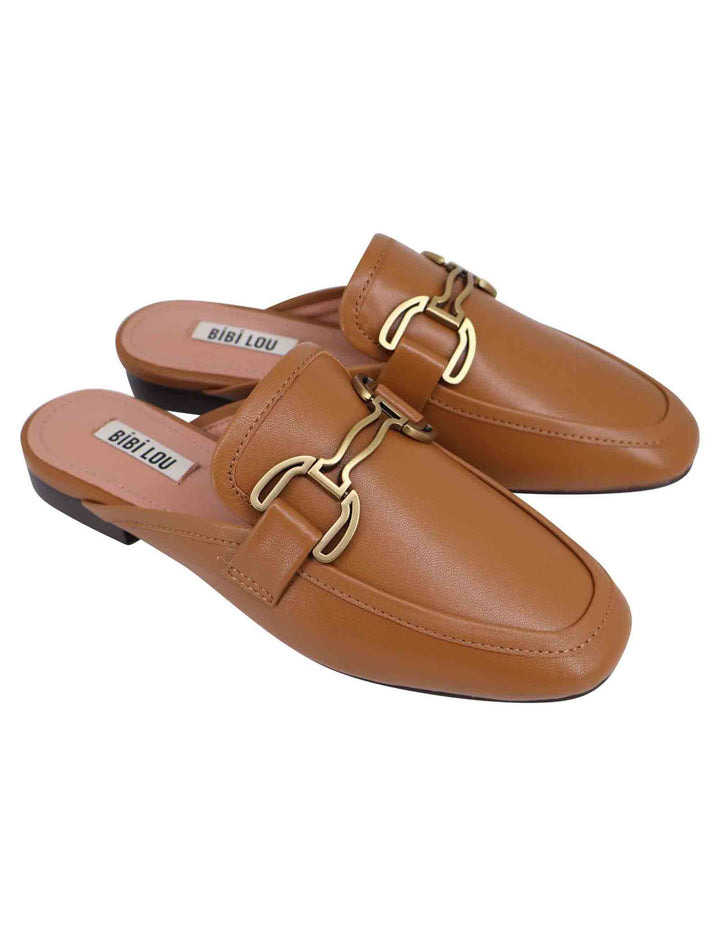 Spatarella Sabot donna in pelle cuoio con morsetto brunito e tacco basso Vela Vendita Economica