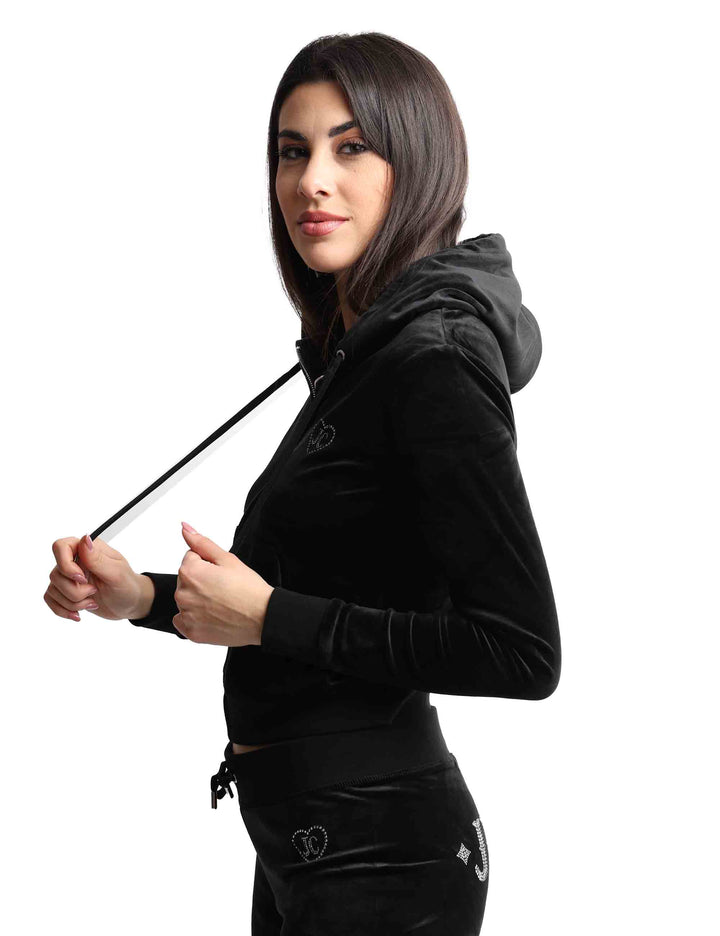 Spatarella Felpe donna Rodeo Robertson in tessuto nero con cappuccio e zip Nuova