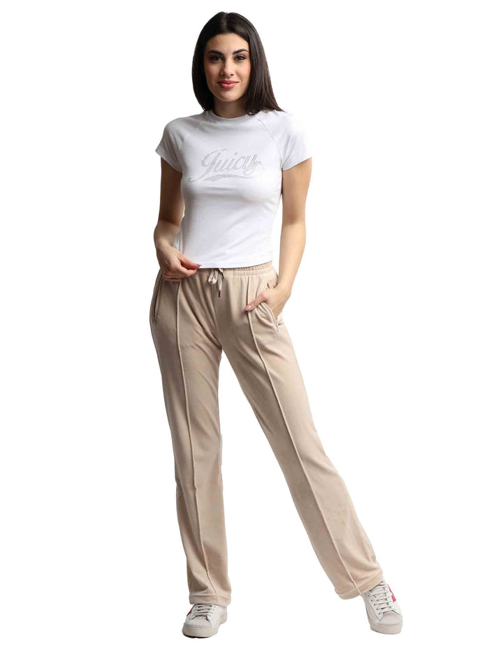 Spatarella T-shirts donna Ryder Rodeo in cotone bianco a girocollo con strass Moda
