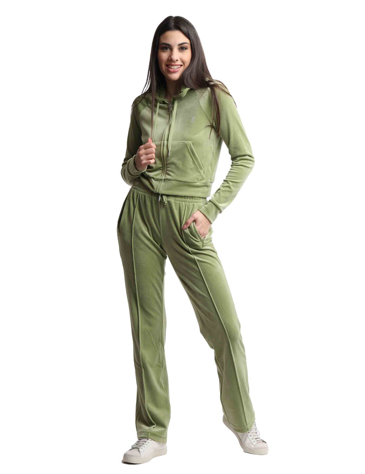 Spatarella Felpe donna Madison in tessuto verde con cappuccio e zip Spedizione gratuita