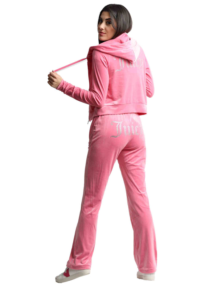 Spatarella Pantaloni tuta donna Tina in tessuto rosa con strass Prezzo di fabbrica