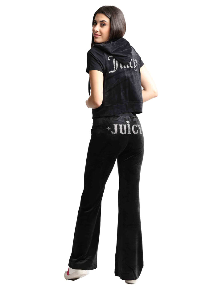 Spatarella Pantaloni tuta donna Rodeo Layla in tessuto nero con strass Comprare a buon mercato
