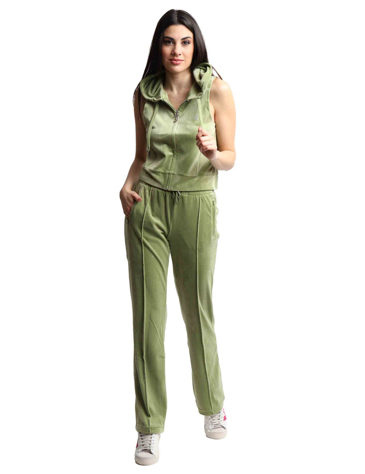 Spatarella Felpe donna Gilly in tessuto verde a giro manica con cappuccio Shopping online
