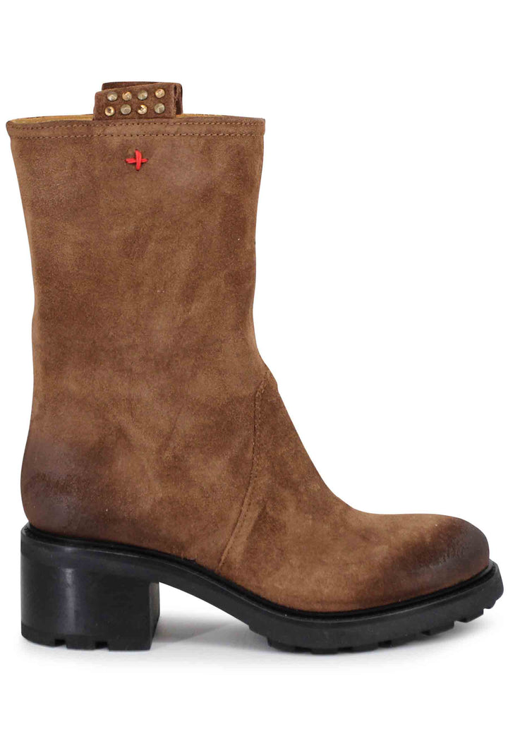 Spatarella Stivaletti anfibi donna in camoscio vintage cuoio Vendite stagionali