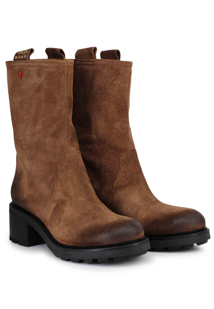 Spatarella Stivaletti anfibi donna in camoscio vintage cuoio Vendite stagionali