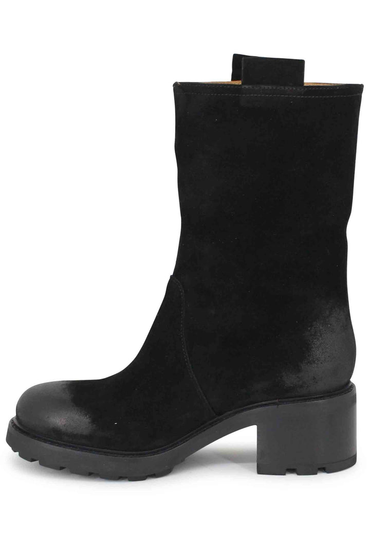 Spatarella Stivaletti anfibi donna in camoscio vintage nero Black Friday
