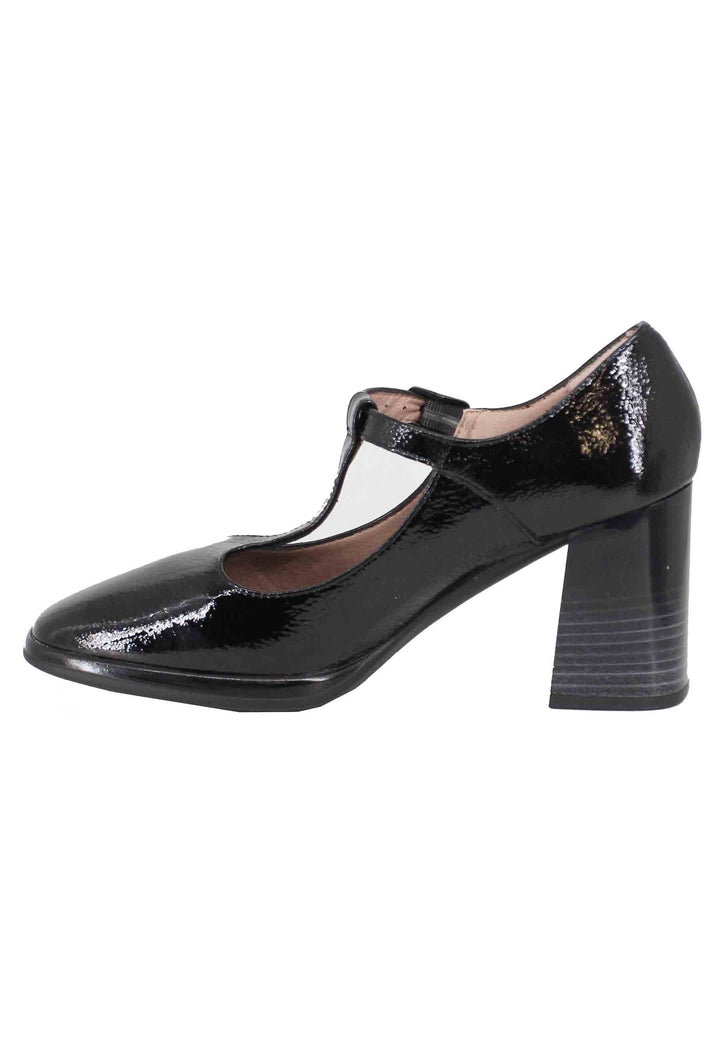 Spatarella Decollete donna in pelle nera lucida con cinturini e tacco alto Offerta Giorno del Papà