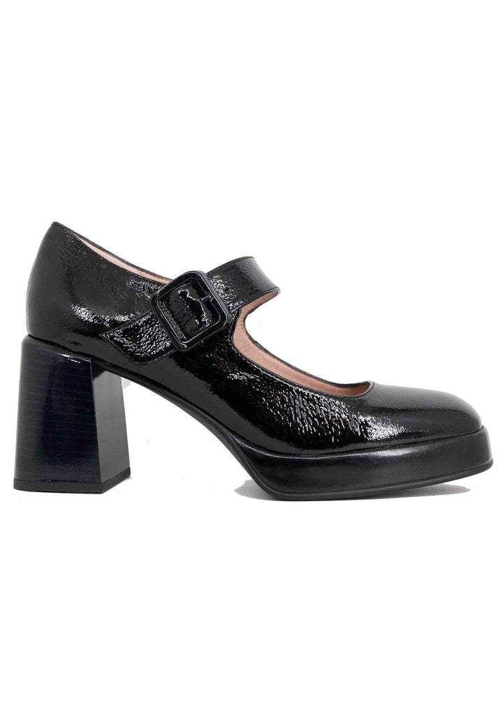 Spatarella Decollete donna in pelle nero con tacco e plateau Offerta San Valentino
