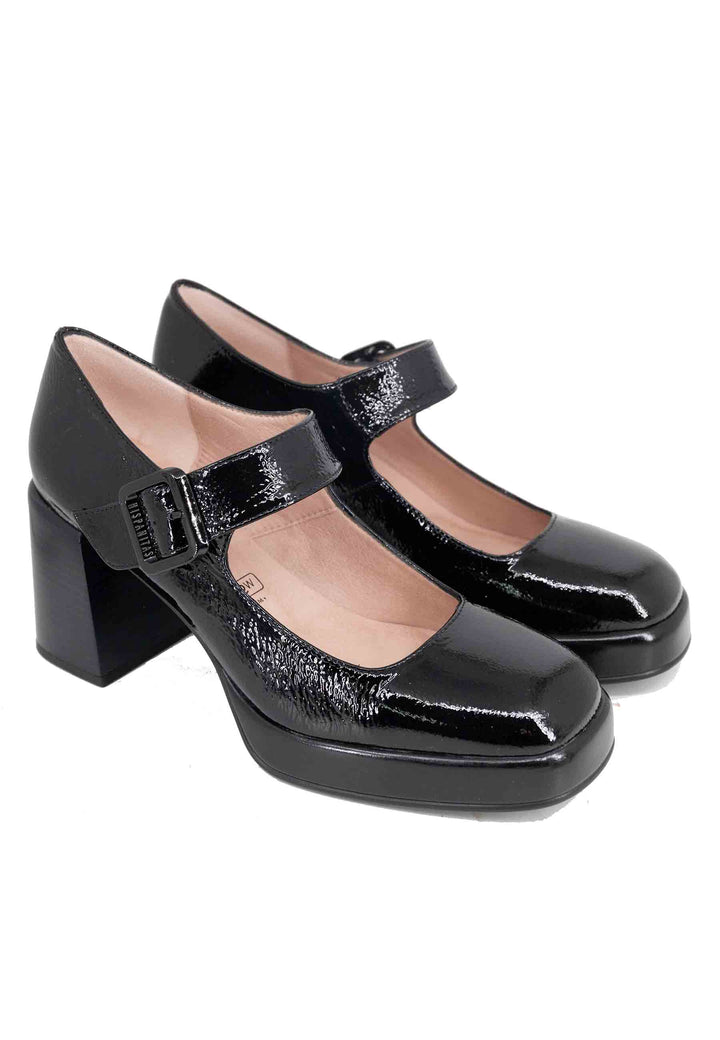 Spatarella Decollete donna in pelle nero con tacco e plateau Offerta San Valentino