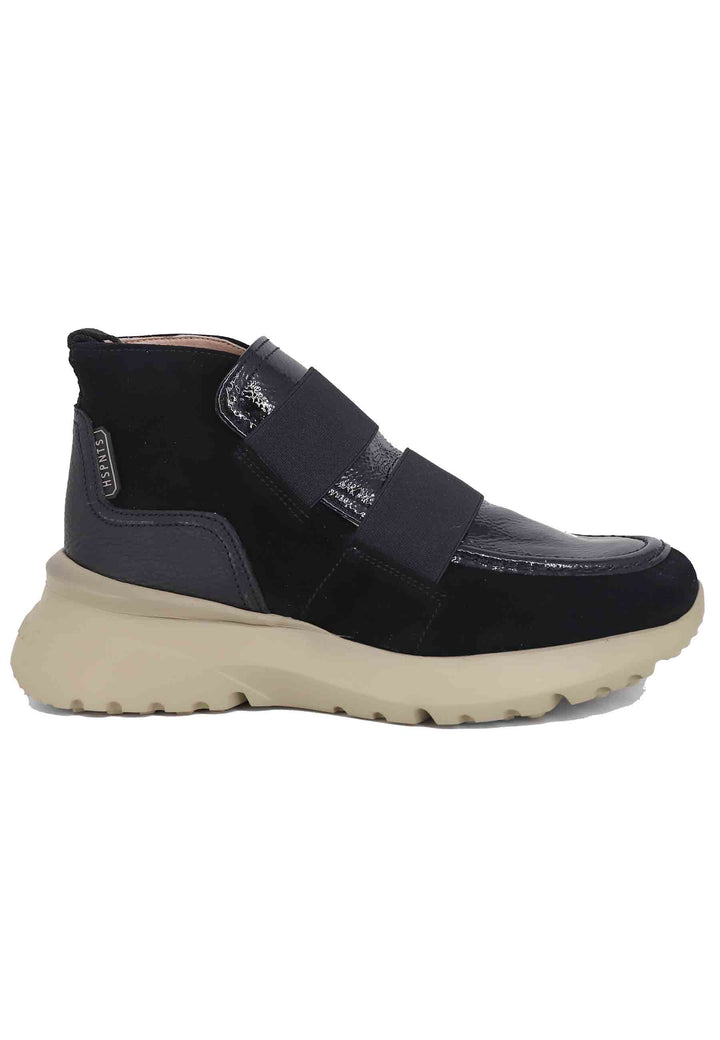 Spatarella Sneakers donna a stivaletto in pelle e tessuto nero Velour Black Smaltimento dello stoccaggio