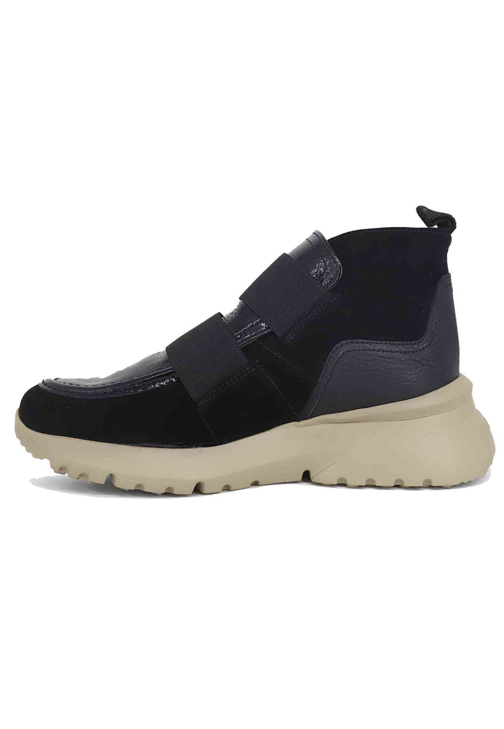 Spatarella Sneakers donna a stivaletto in pelle e tessuto nero Velour Black Smaltimento dello stoccaggio