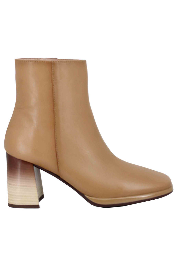 Spatarella Stivaletti donna in pelle camel con tacco alto Vendita calda