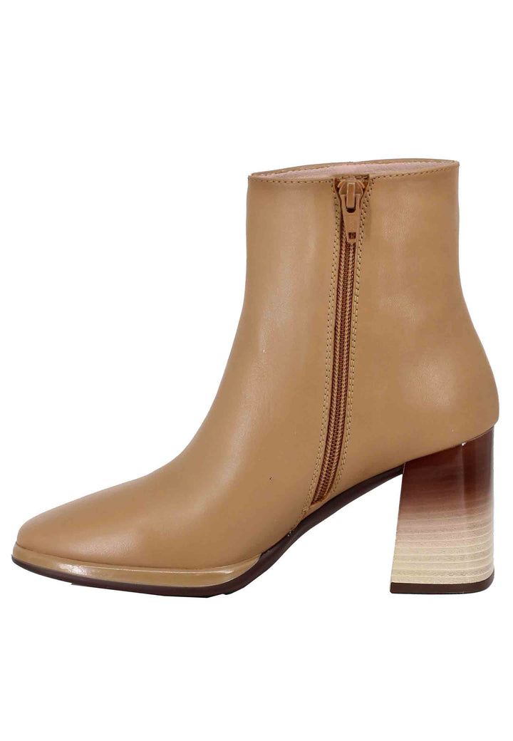 Spatarella Stivaletti donna in pelle camel con tacco alto Vendita calda