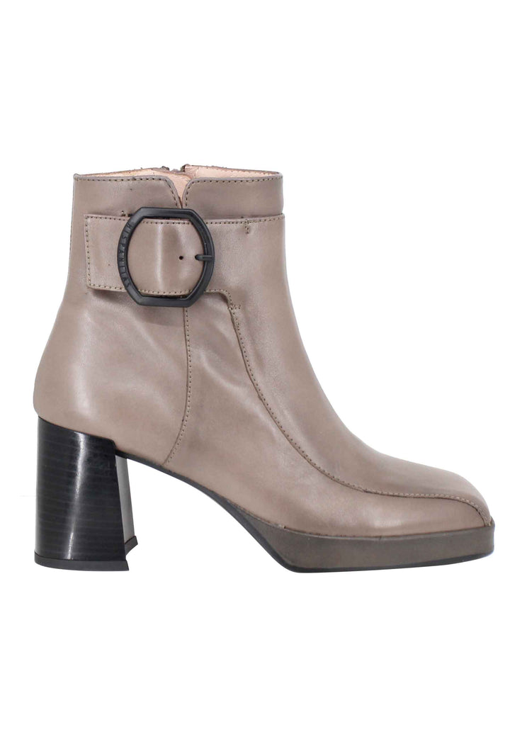 Spatarella Stivaletti donna in pelle grigia con cinturino tacco e plateau Offerta migliore