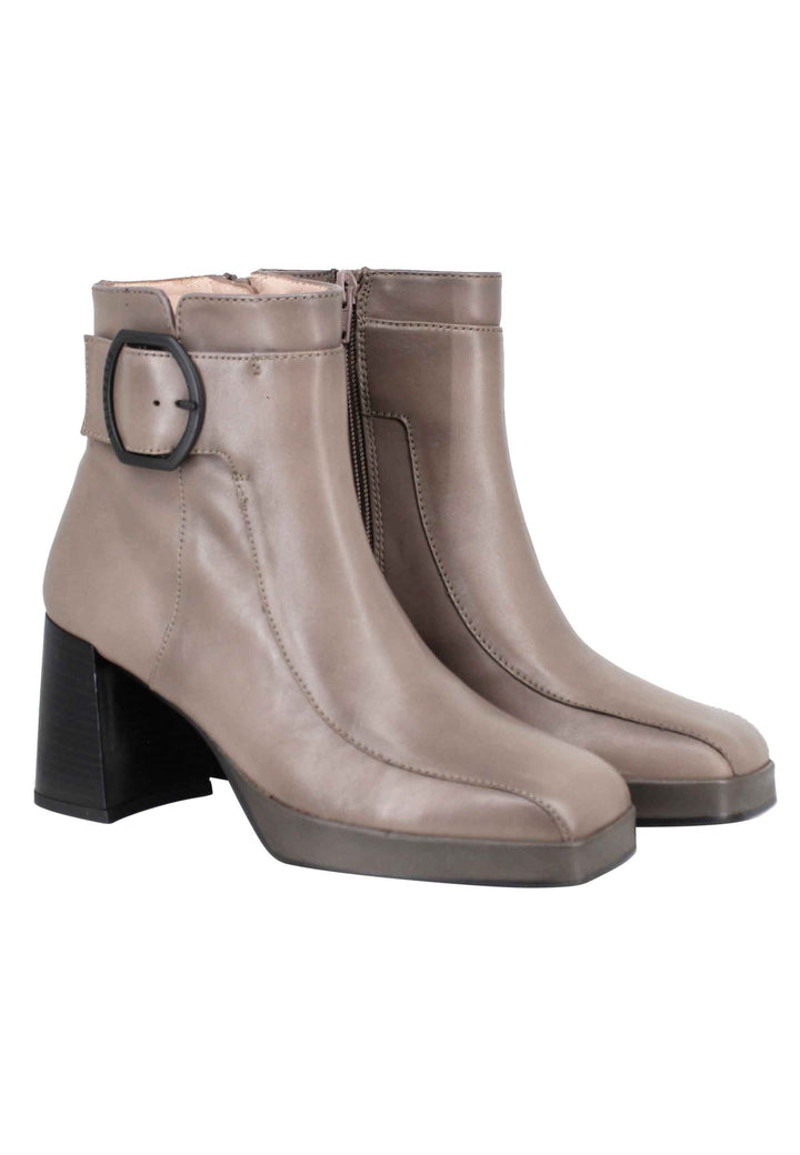 Spatarella Stivaletti donna in pelle grigia con cinturino tacco e plateau Offerta migliore