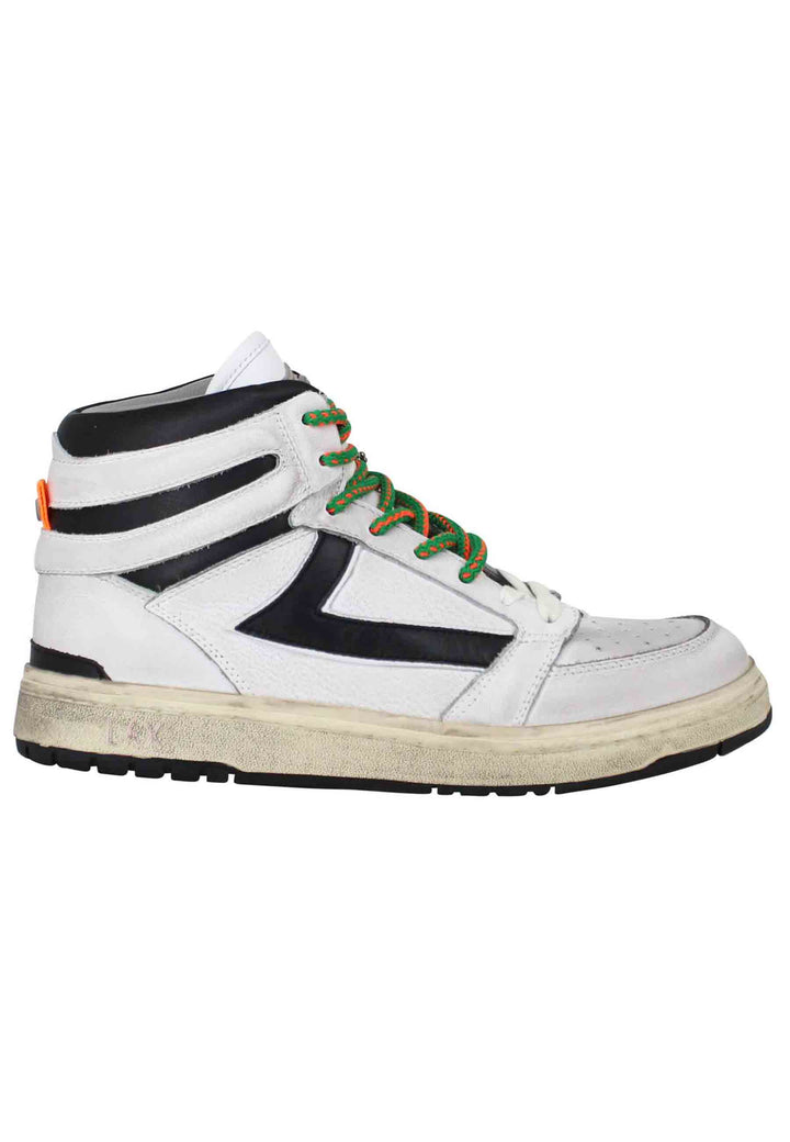 Spatarella Sneakers uomo Starlight Vintage High in pelle bianca con riporti in pelle nera Liquidazione