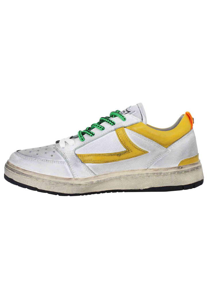 Spatarella Sneakers uomo Starlight Vintage in pelle bianca con riporti in pelle giallo Comprane uno, ottenene uno gratis