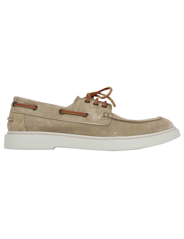 Spatarella Stringate uomo in camoscio beige con lacci in cuoio Sconti VIP