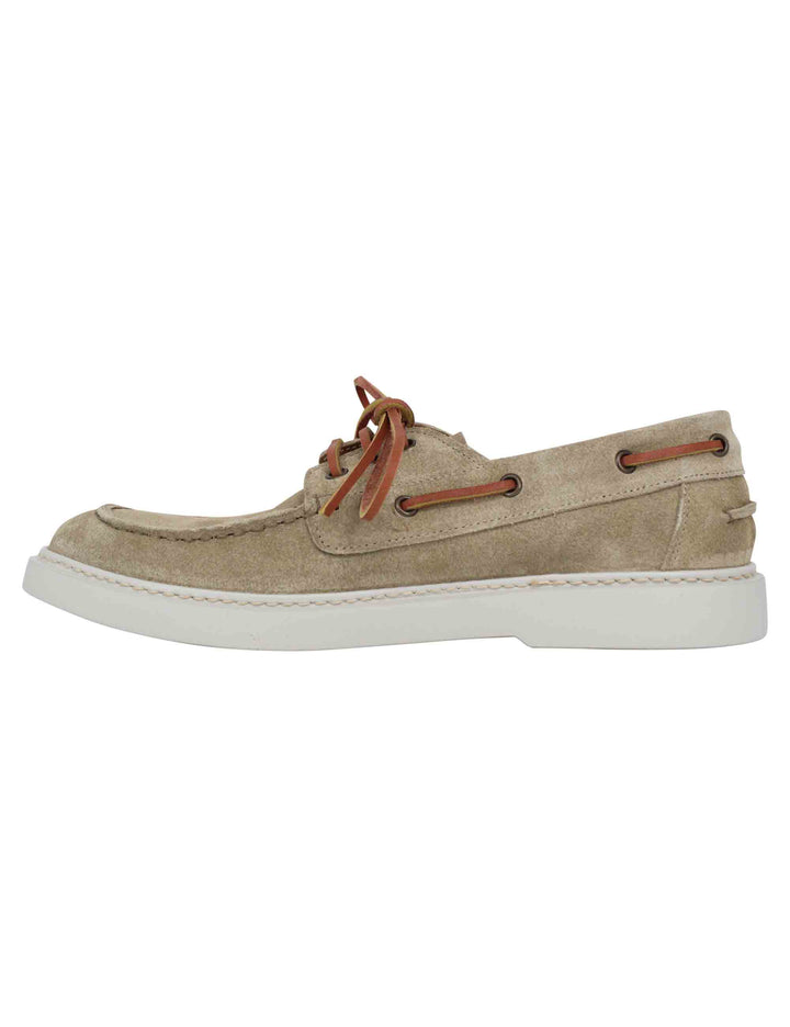 Spatarella Stringate uomo in camoscio beige con lacci in cuoio Sconti VIP