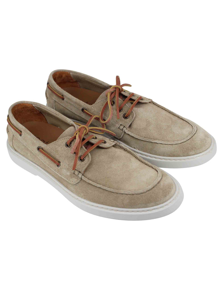 Spatarella Stringate uomo in camoscio beige con lacci in cuoio Sconti VIP