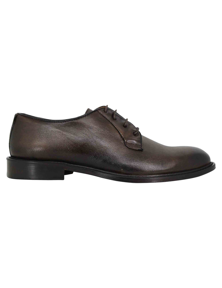 Spatarella Stringate uomo in pelle marrone con suola in cuoio cucita Ritorno libero