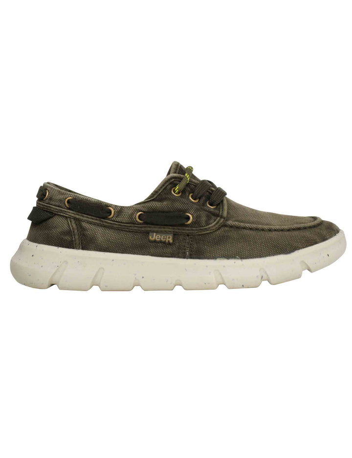 Spatarella Stringate uomo tabasco boat in tessuto verde con suola ultra leggera Rilascio limitato
