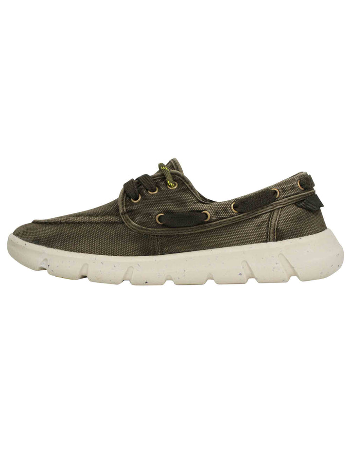 Spatarella Stringate uomo tabasco boat in tessuto verde con suola ultra leggera Rilascio limitato