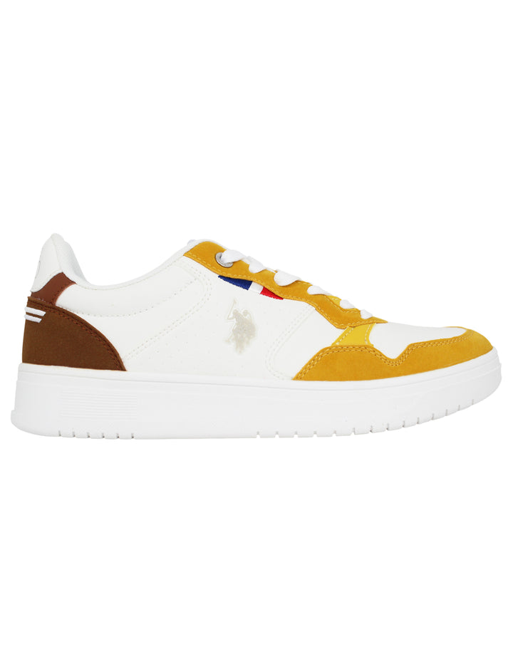 Spatarella Sneakers uomo in eco pelle vintage bianco e giallo Latest stili
