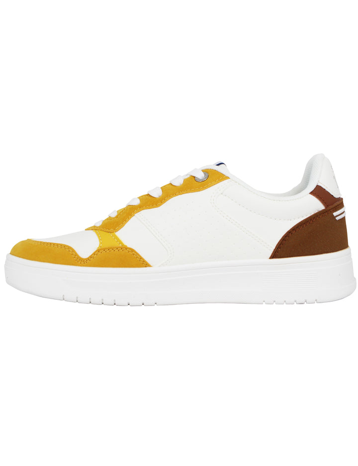 Spatarella Sneakers uomo in eco pelle vintage bianco e giallo Latest stili