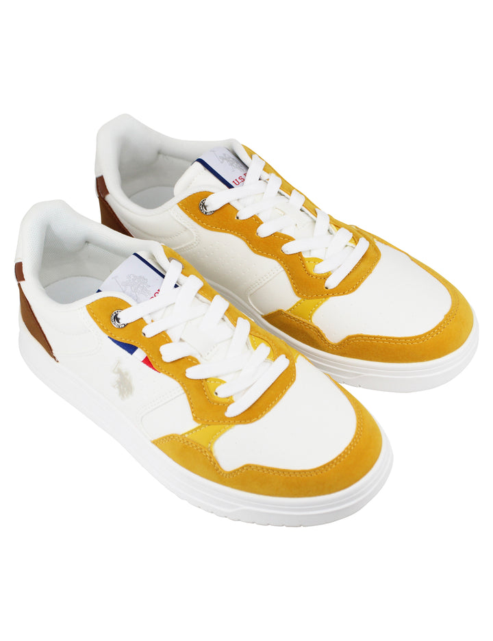 Spatarella Sneakers uomo in eco pelle vintage bianco e giallo Latest stili